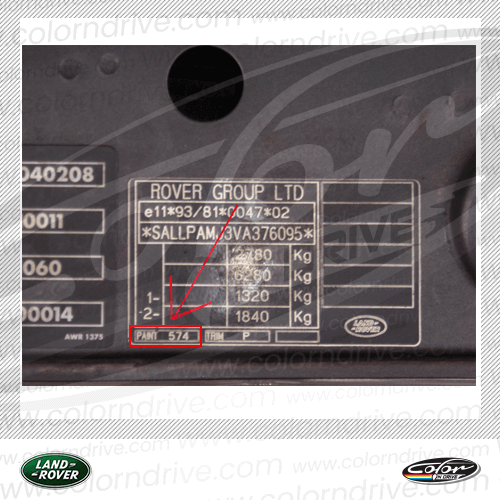 Land Rover Paint Code Label Sample