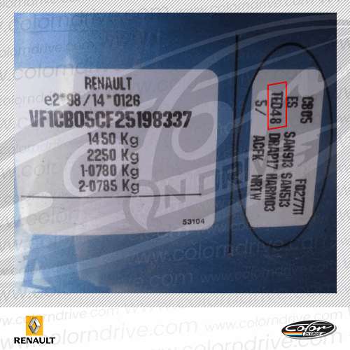 R5 GT TURBO Paint Code Label