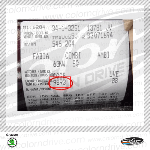 OKTAVIA RS Paint Code Label