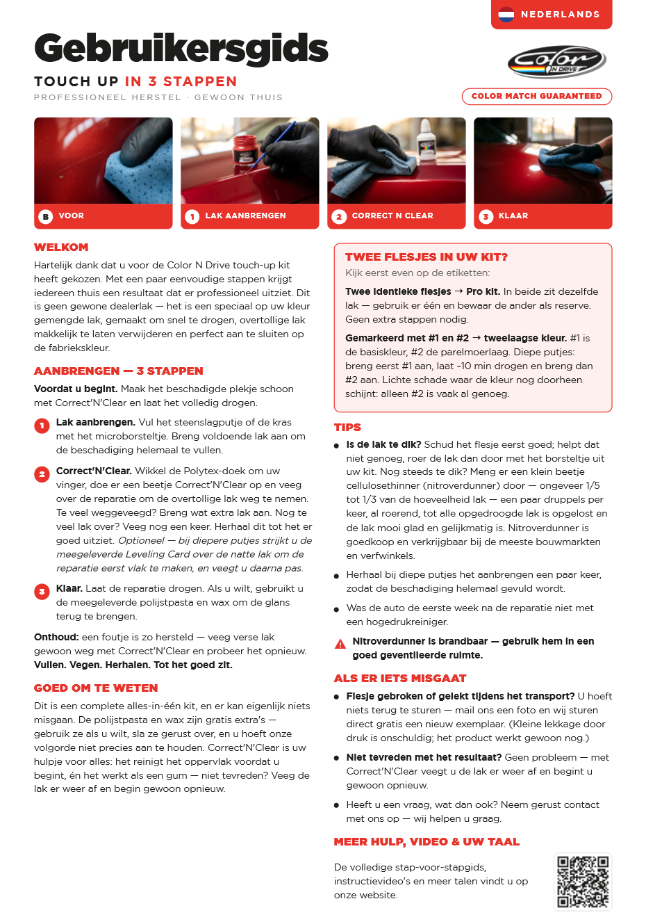 Color N Drive lakstift gebruikershandleiding PDF - Nederlands