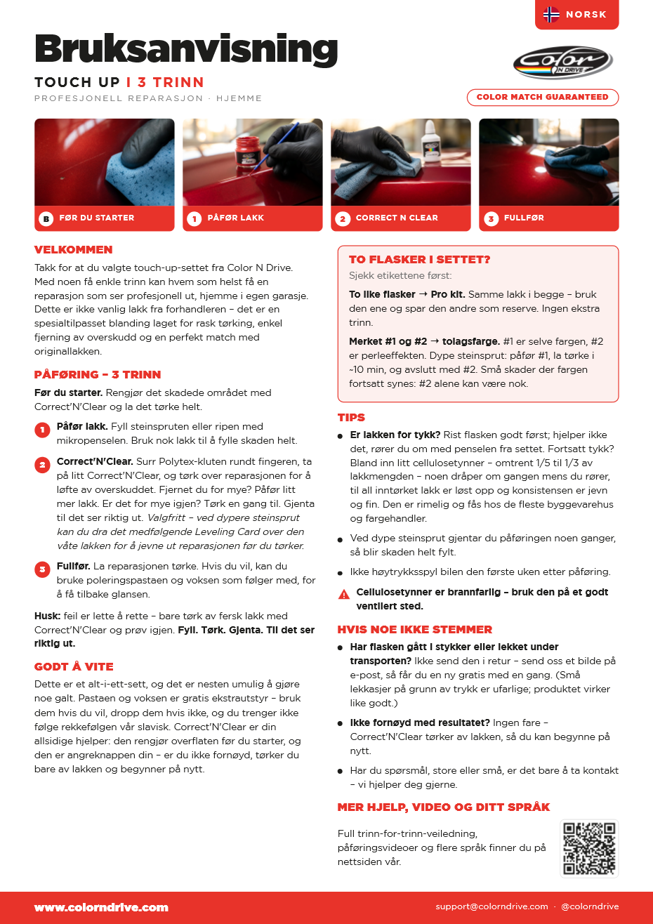 Color N Drive lakkstift brukerveiledning PDF - Norsk