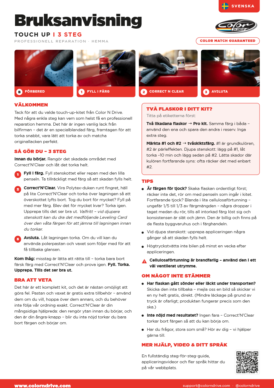 Color N Drive lackstift användarguide PDF - Svenska