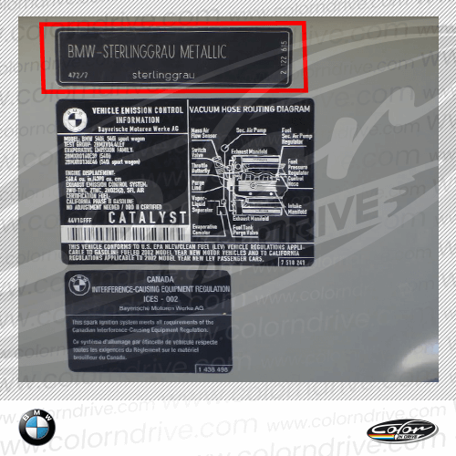 3-SERIES LIMOUSINE Paint Code Label