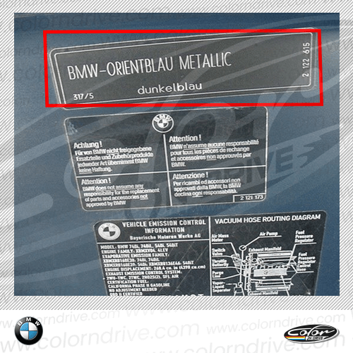 BMW Paint Code Label