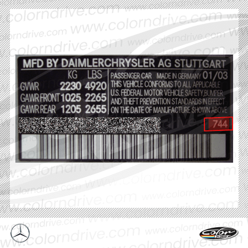 AMG GT COUPE Paint Code Label