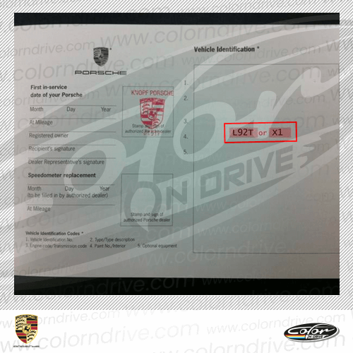 Porsche Lackcode-Etikett