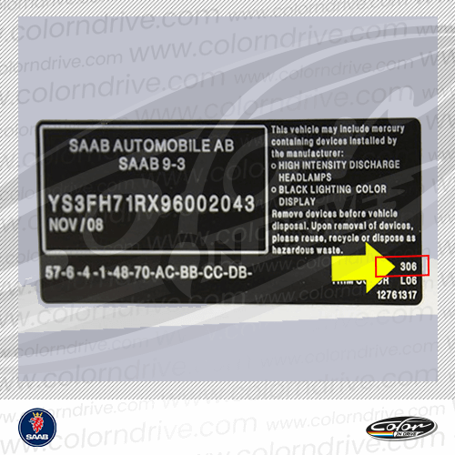 Saab Paint Code Label