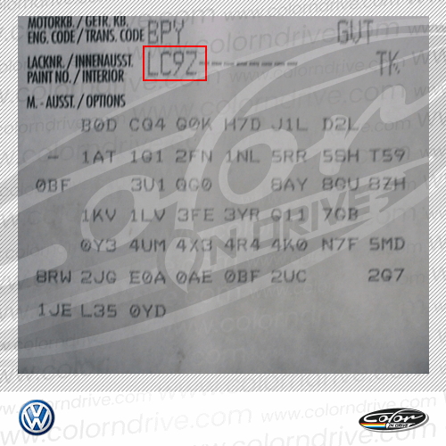 Volkswagen Paint Code Label Sample